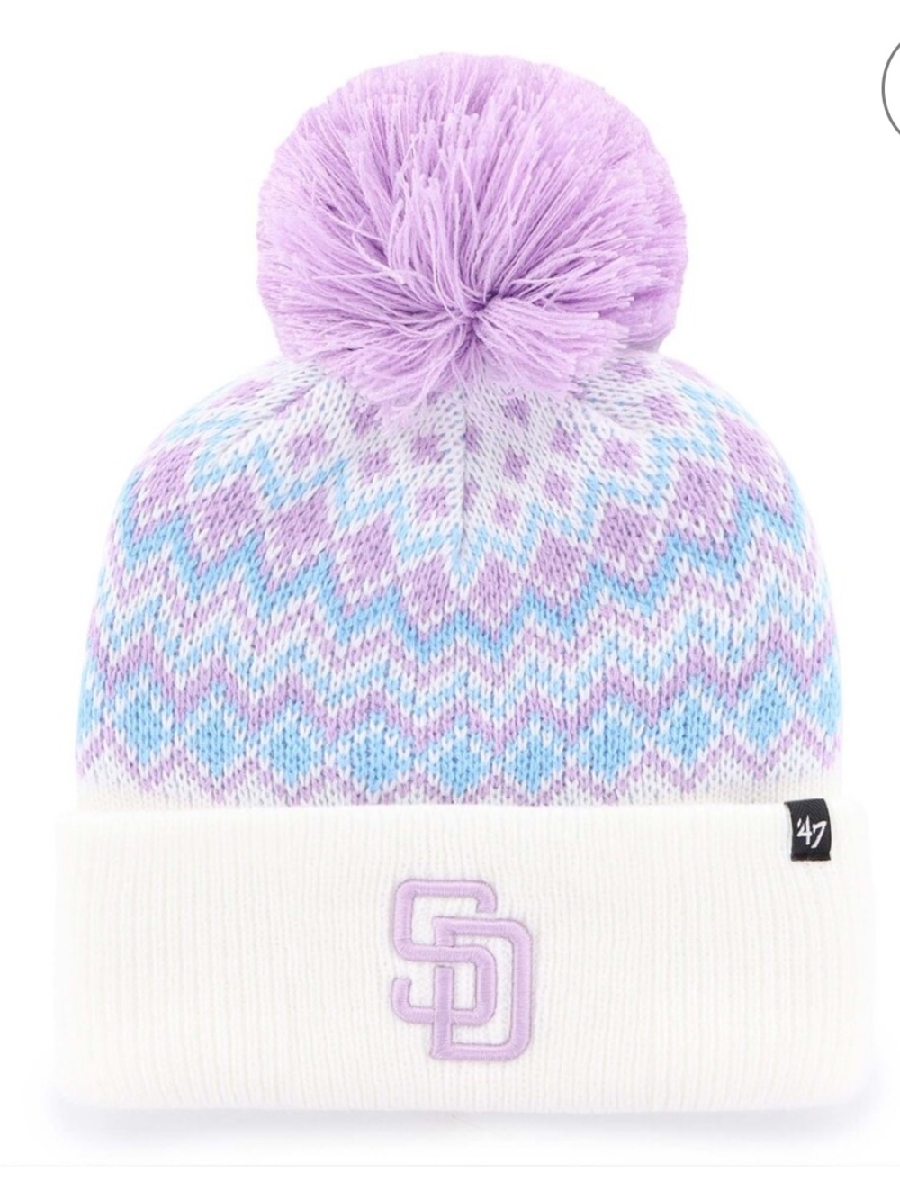 SD Padres ‘47 Elsa Cuffed Knit Hat With Pom